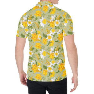 Vintage Daffodil Flower Pattern Print Men's Shirt