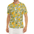 Vintage Daffodil Flower Pattern Print Men's Short Sleeve Rash Guard