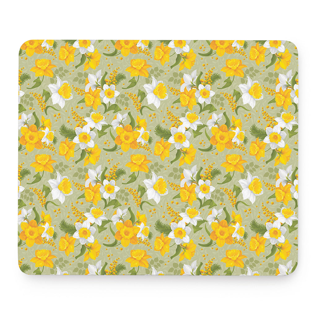 Vintage Daffodil Flower Pattern Print Mouse Pad