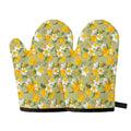 Vintage Daffodil Flower Pattern Print Oven Mitts