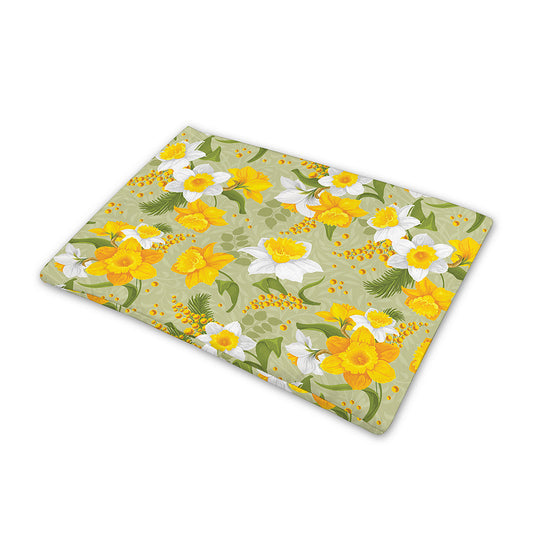 Vintage Daffodil Flower Pattern Print Pet Cooling Mat Cover