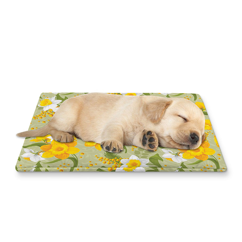 Vintage Daffodil Flower Pattern Print Pet Cooling Mat Cover