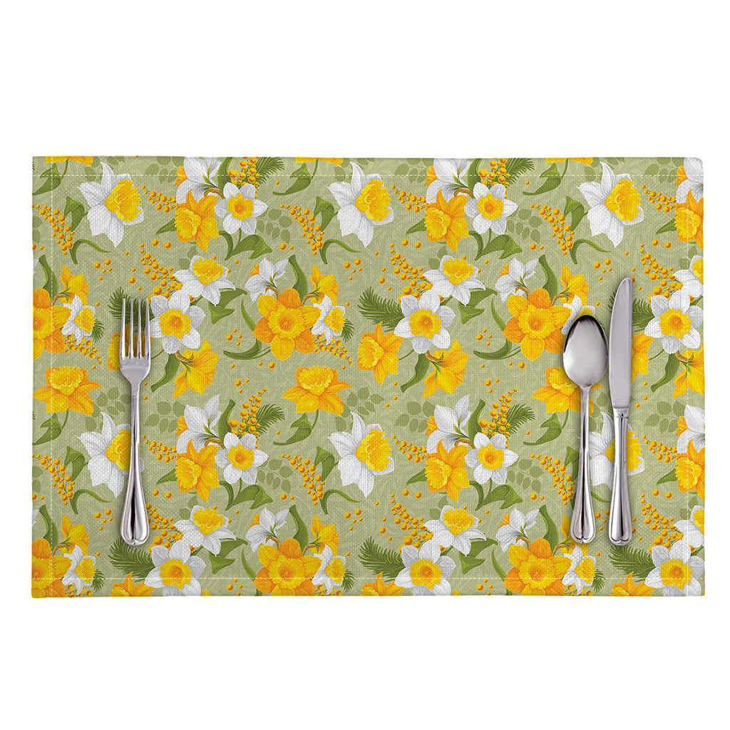 Vintage Daffodil Flower Pattern Print Placemat