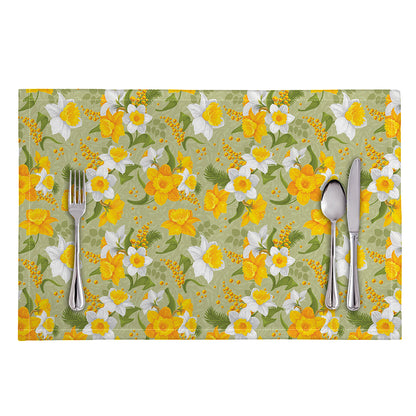 Vintage Daffodil Flower Pattern Print Placemat