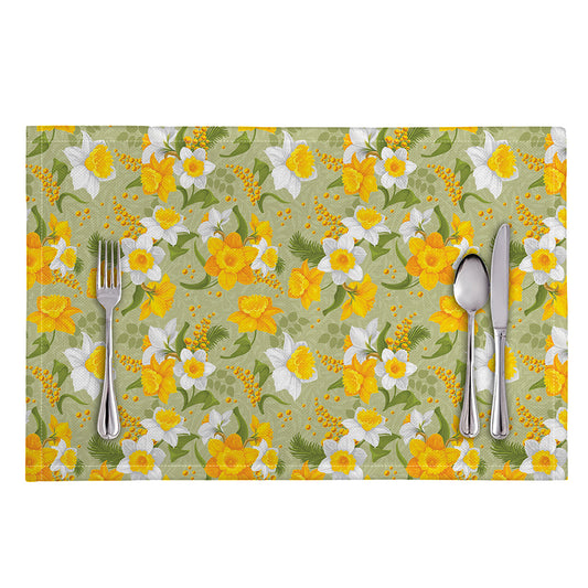Vintage Daffodil Flower Pattern Print Placemat