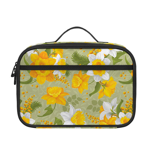 Vintage Daffodil Flower Pattern Print Portable Lunch Bag