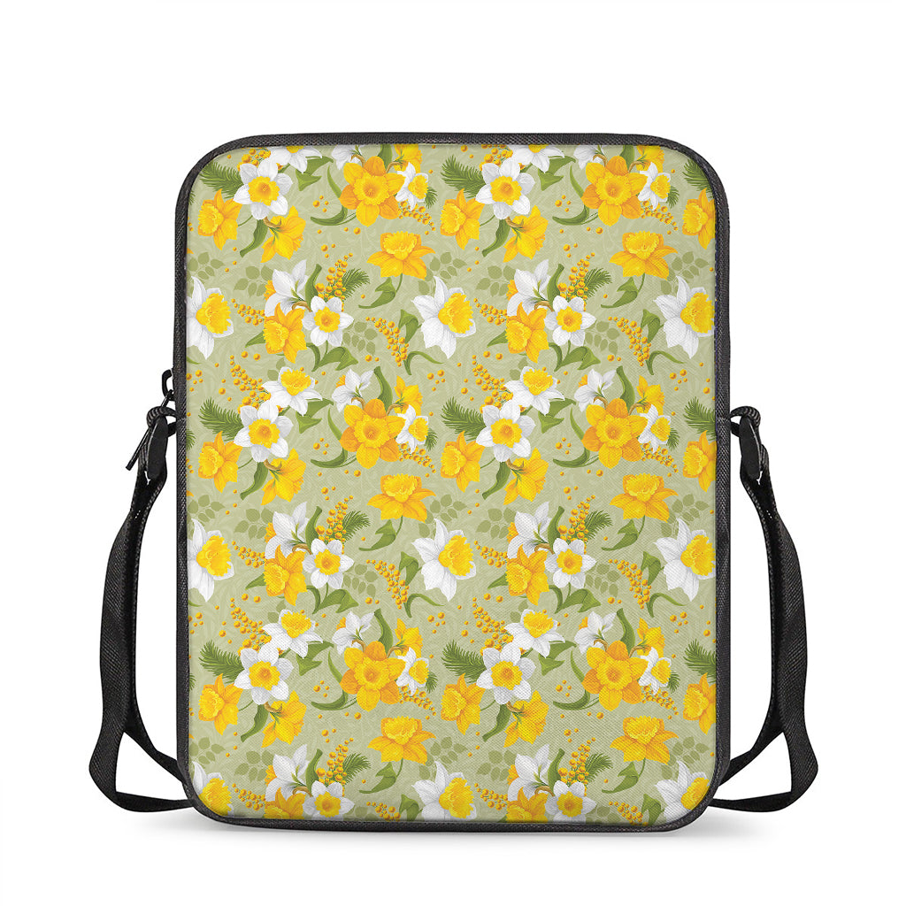 Vintage Daffodil Flower Pattern Print Rectangular Crossbody Bag