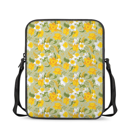 Vintage Daffodil Flower Pattern Print Rectangular Crossbody Bag