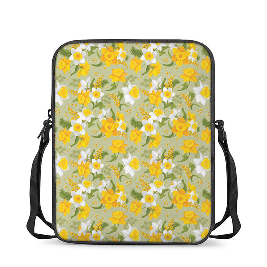 Vintage Daffodil Flower Pattern Print Rectangular Crossbody Bag