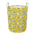 Vintage Daffodil Flower Pattern Print Round Laundry Basket