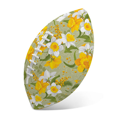Vintage Daffodil Flower Pattern Print Rugby Ball