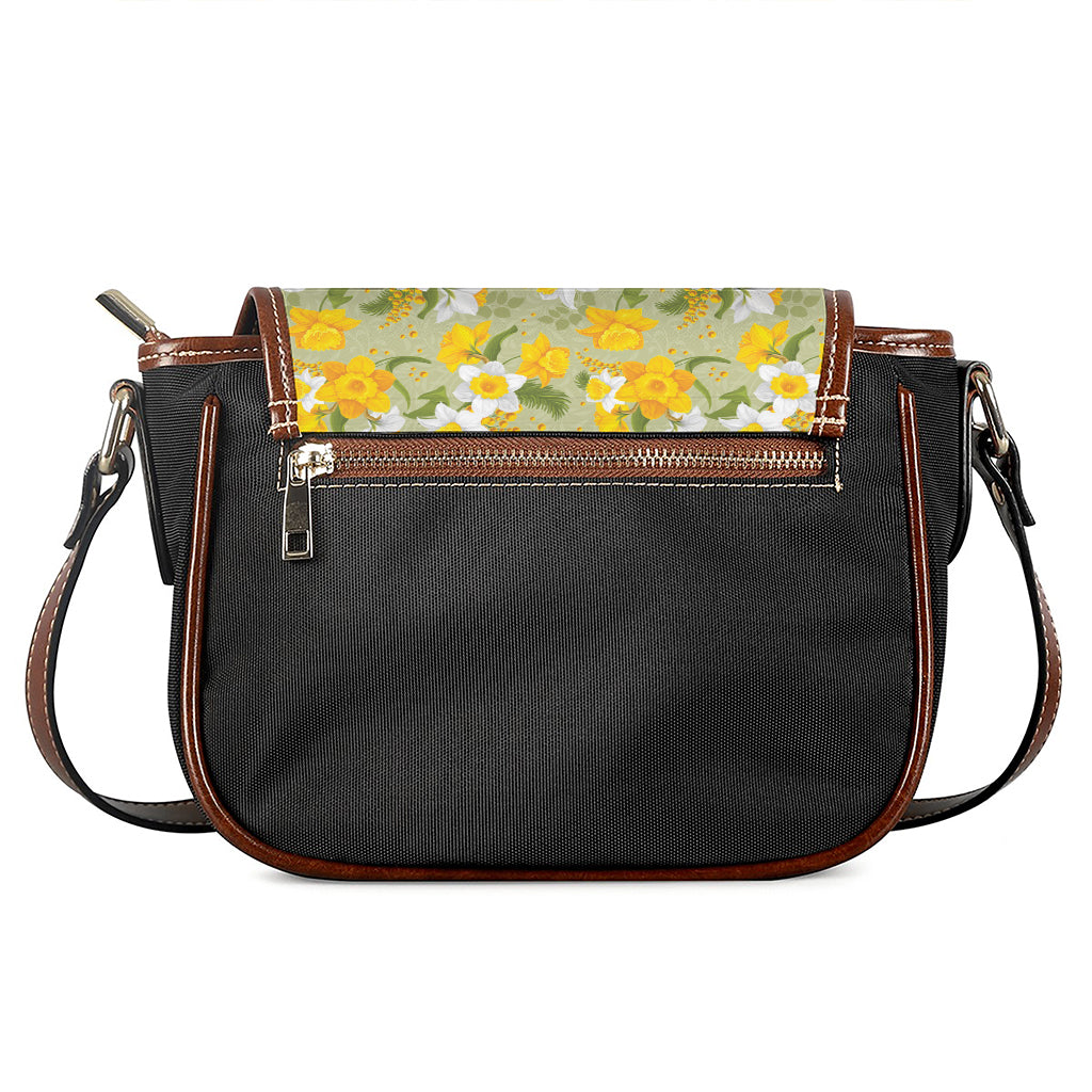 Vintage Daffodil Flower Pattern Print Saddle Bag