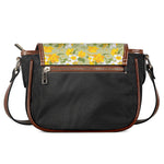 Vintage Daffodil Flower Pattern Print Saddle Bag