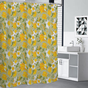 Vintage Daffodil Flower Pattern Print Shower Curtain