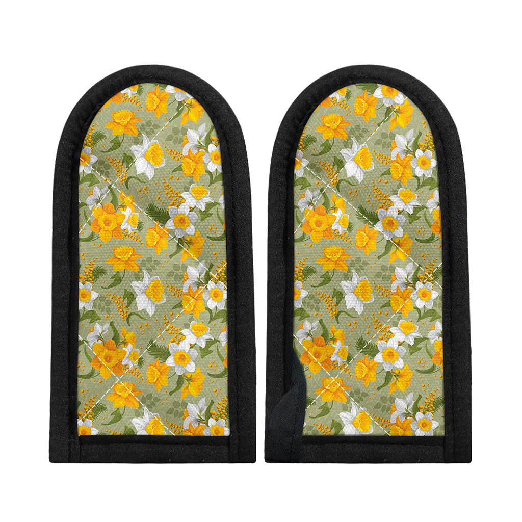 Vintage Daffodil Flower Pattern Print Skillet Handle Cover