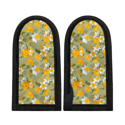 Vintage Daffodil Flower Pattern Print Skillet Handle Cover