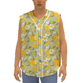 Vintage Daffodil Flower Pattern Print Sleeveless Baseball Jersey