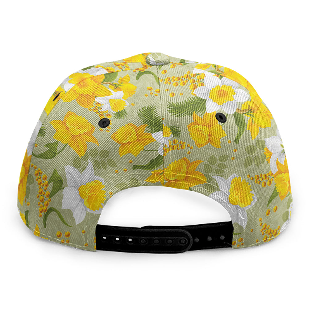 Vintage Daffodil Flower Pattern Print Snapback Cap