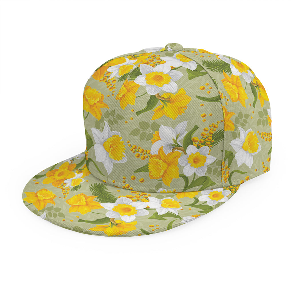 Vintage Daffodil Flower Pattern Print Snapback Cap