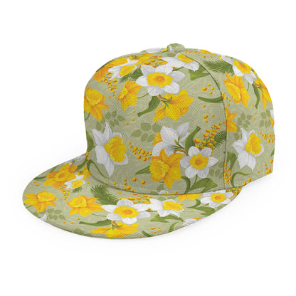 Vintage Daffodil Flower Pattern Print Snapback Cap