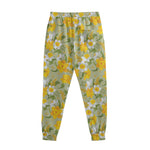 Vintage Daffodil Flower Pattern Print Sweatpants
