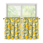 Vintage Daffodil Flower Pattern Print Tier Curtains