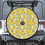 Vintage Daffodil Flower Pattern Print Tire Cover With Camera Hole