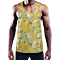 Vintage Daffodil Flower Pattern Print Men's Workout Tank Top