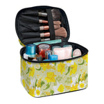 Vintage Daffodil Flower Pattern Print Travel Makeup Bag