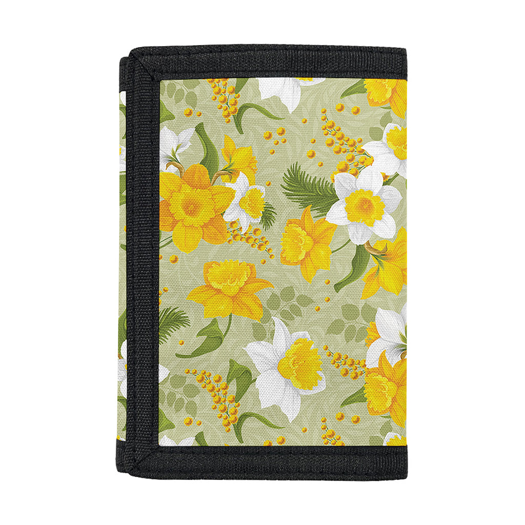 Vintage Daffodil Flower Pattern Print Trifold Wallet