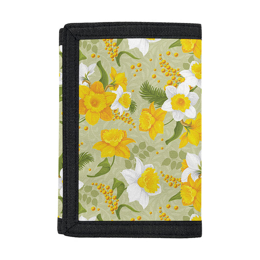 Vintage Daffodil Flower Pattern Print Trifold Wallet