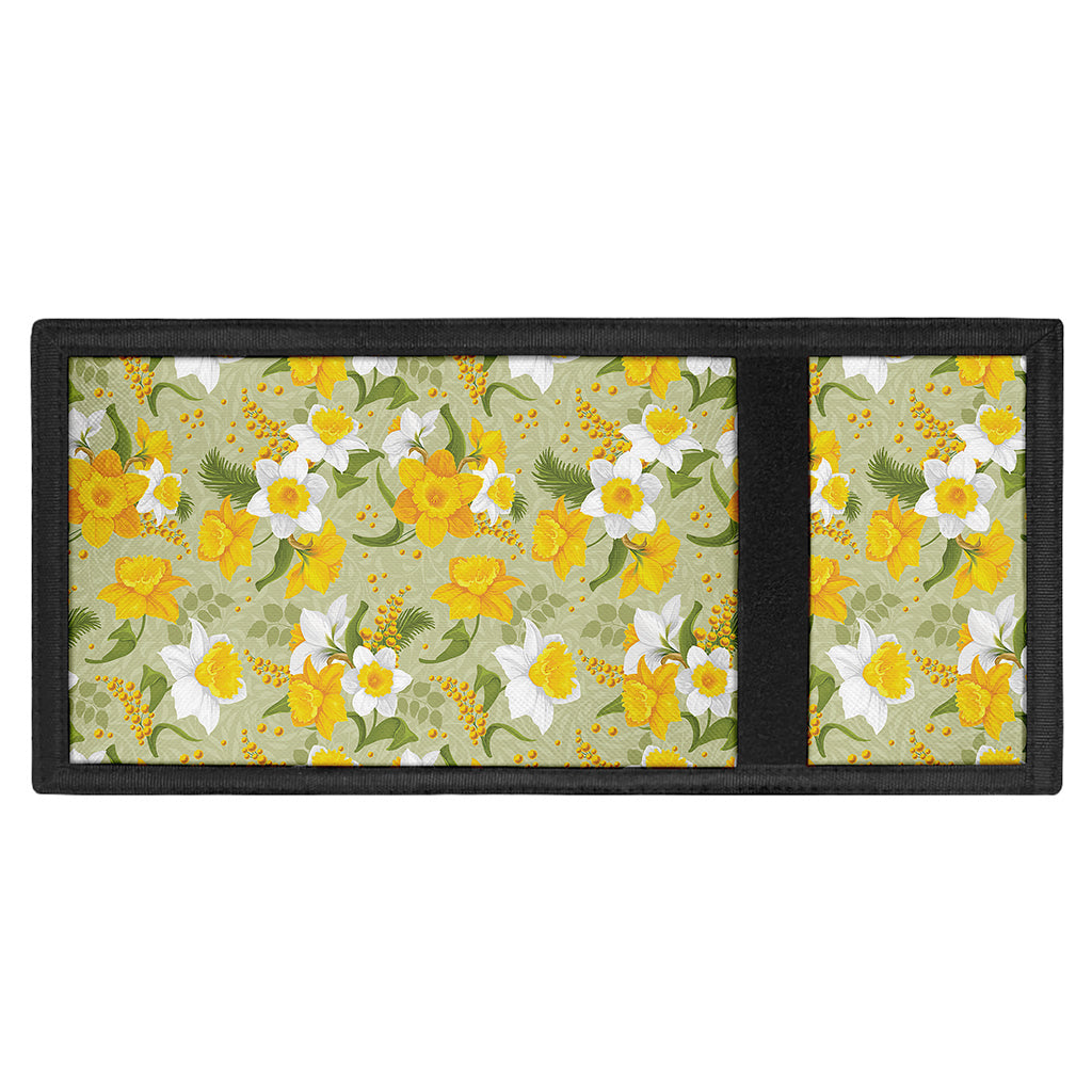 Vintage Daffodil Flower Pattern Print Trifold Wallet