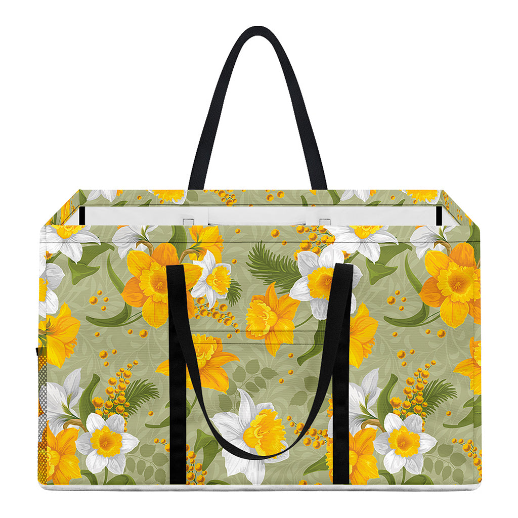 Vintage Daffodil Flower Pattern Print Utility Tote Bag