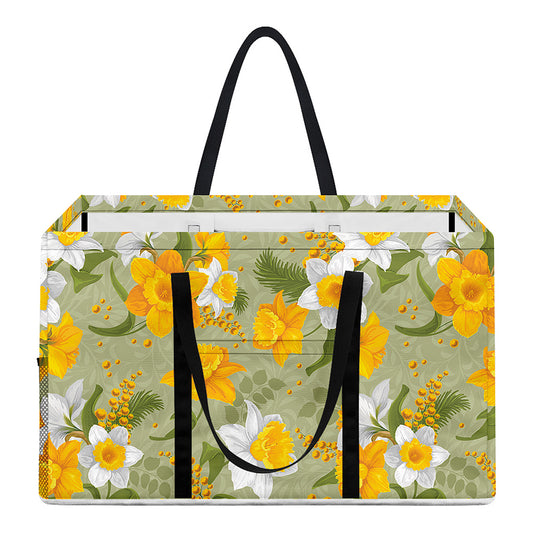 Vintage Daffodil Flower Pattern Print Utility Tote Bag