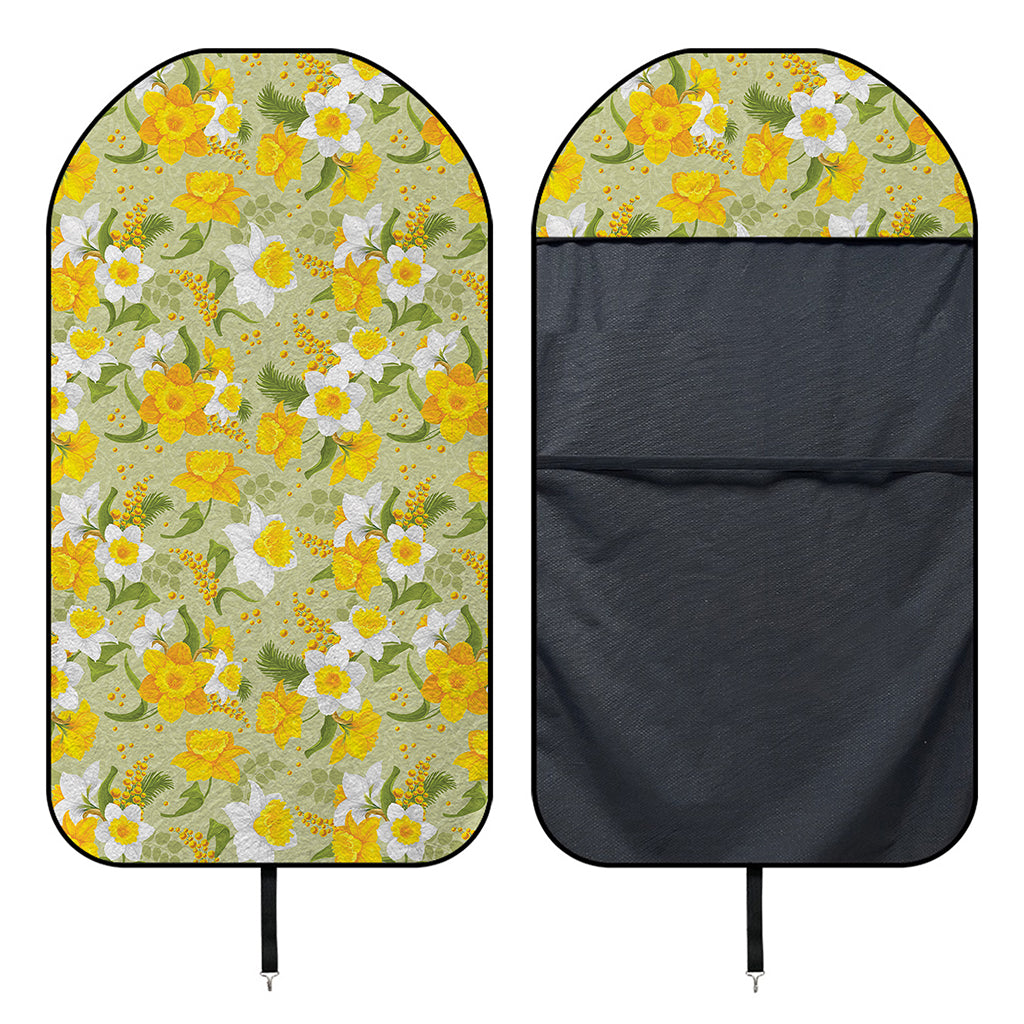 Vintage Daffodil Flower Pattern Print Waterproof Car Seat Cover