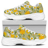 Vintage Daffodil Flower Pattern Print White Chunky Shoes