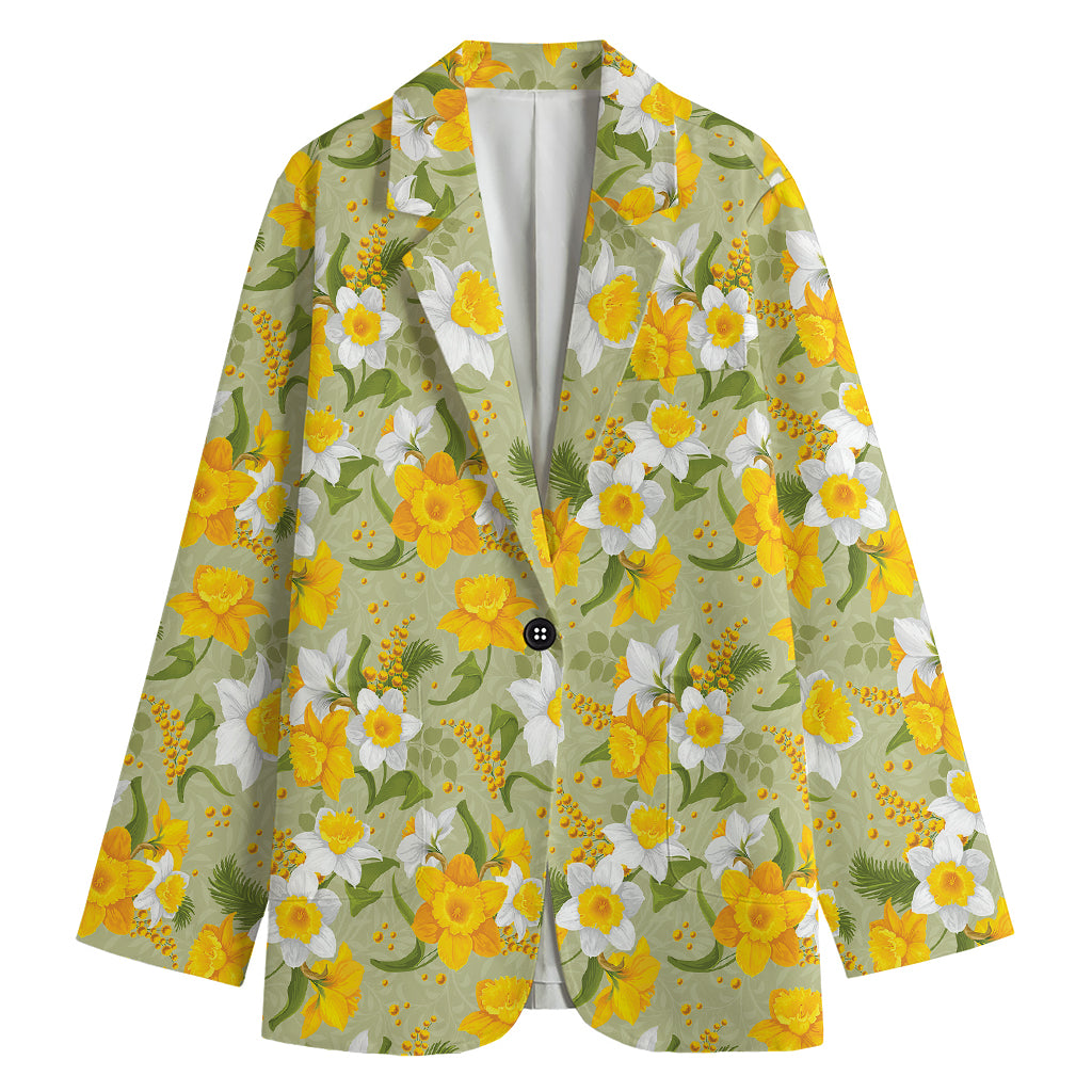 Vintage Daffodil Flower Pattern Print Women's Blazer