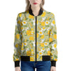 Vintage Daffodil Flower Pattern Print Women's Bomber Jacket