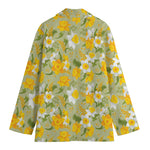 Vintage Daffodil Flower Pattern Print Women's Cotton Blazer