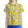 Vintage Daffodil Flower Pattern Print Women's Polo Shirt
