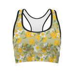 Vintage Daffodil Flower Pattern Print Women's Sports Bra