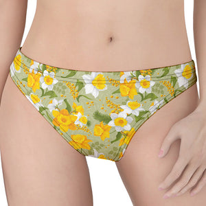 Vintage Daffodil Flower Pattern Print Women's Thong