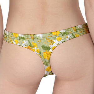 Vintage Daffodil Flower Pattern Print Women's Thong