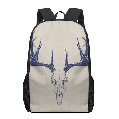Vintage Deer Skull Print 17 Inch Backpack