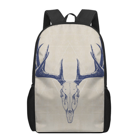 Vintage Deer Skull Print 17 Inch Backpack