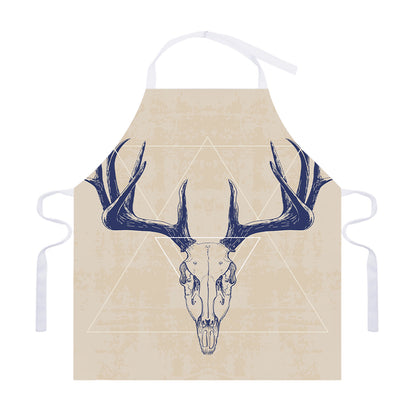 Vintage Deer Skull Print Adjustable Apron