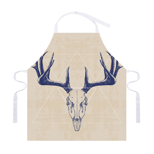 Vintage Deer Skull Print Adjustable Apron