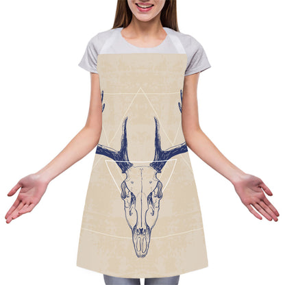 Vintage Deer Skull Print Adjustable Apron