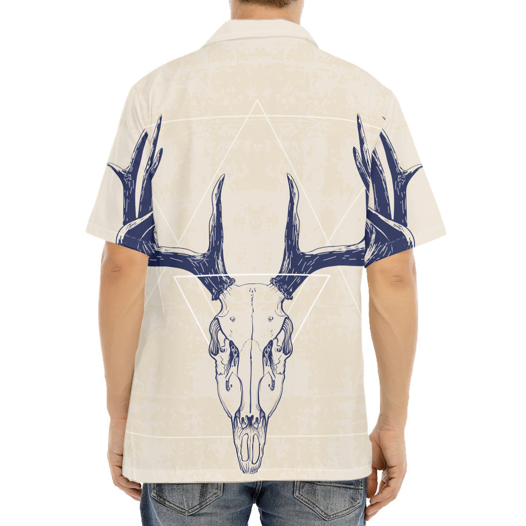 Vintage Deer Skull Print Aloha Shirt