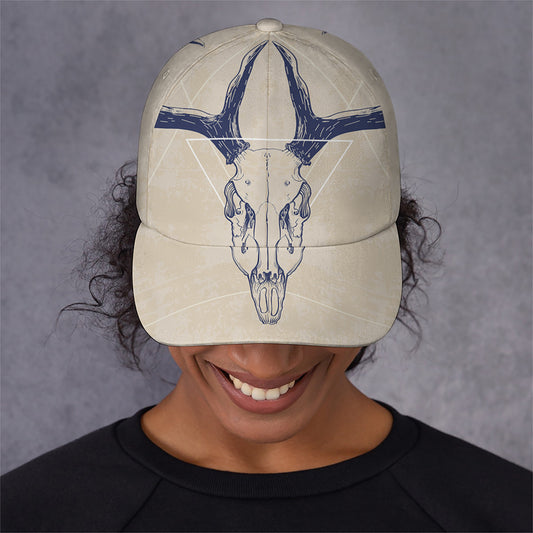 Vintage Deer Skull Print Baseball Cap